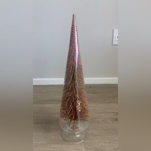 Rose Gold & Gold Tinsel Bottle Brush Trees